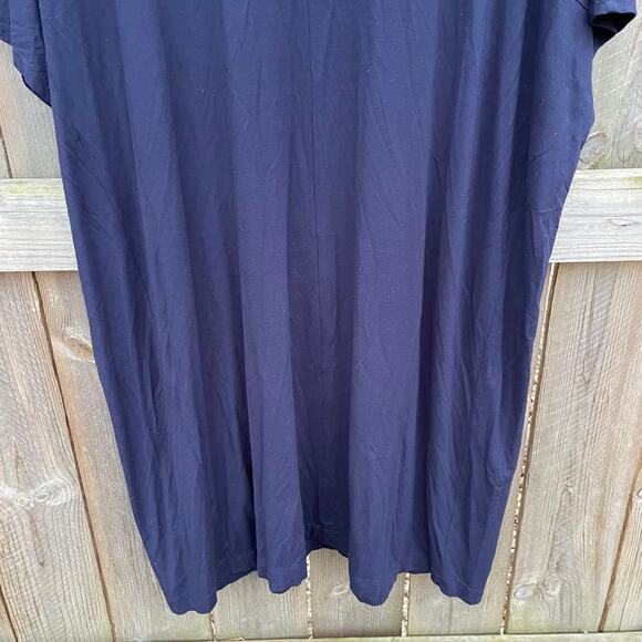 Eileen Fisher Dress Viscose Jersey Cap-Sleeve Boxy Fit Tunic Blue Large Classic - Picture 6 of 8